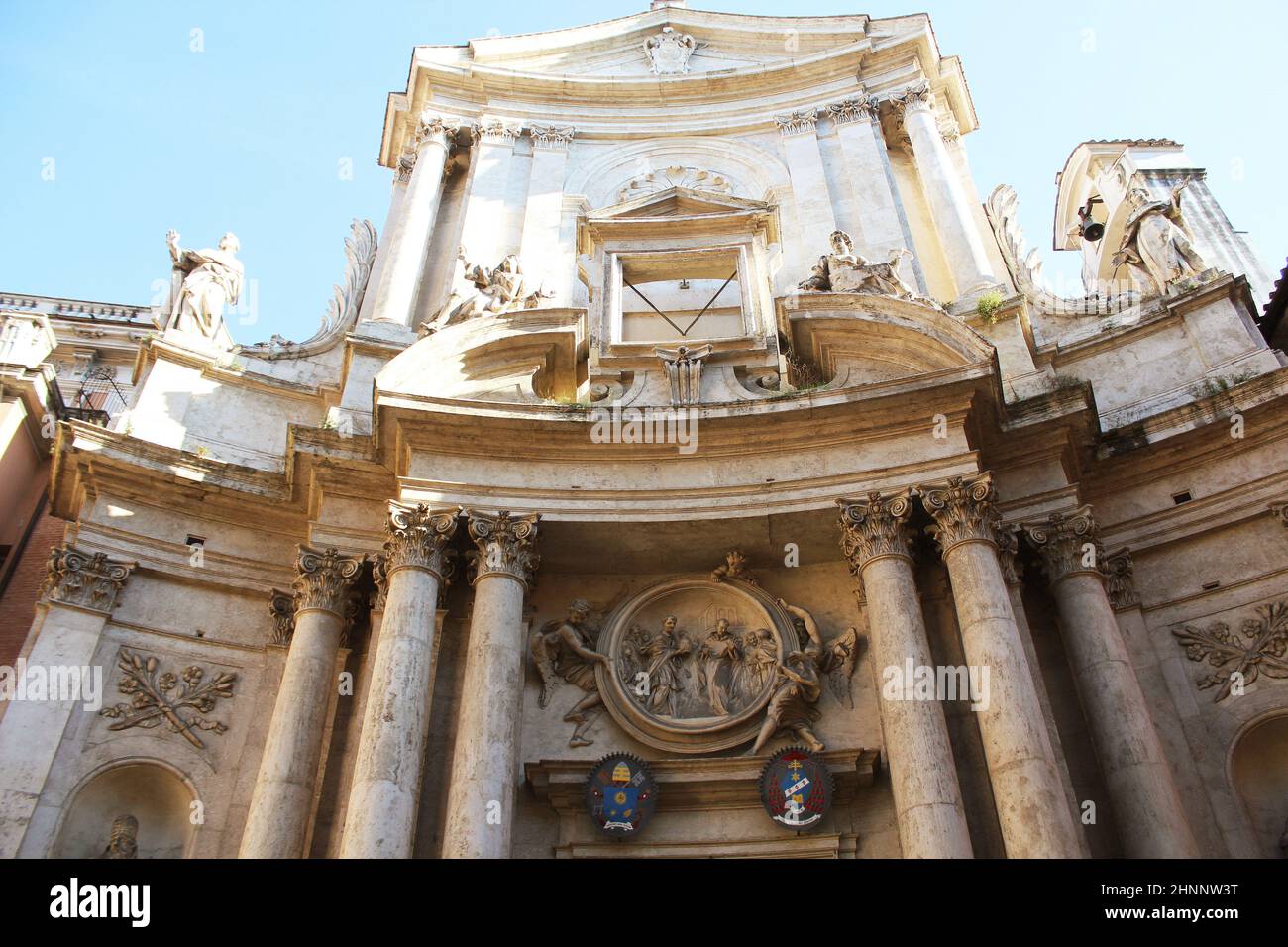 Facade of San Marcello al Corso church. Stock Photo