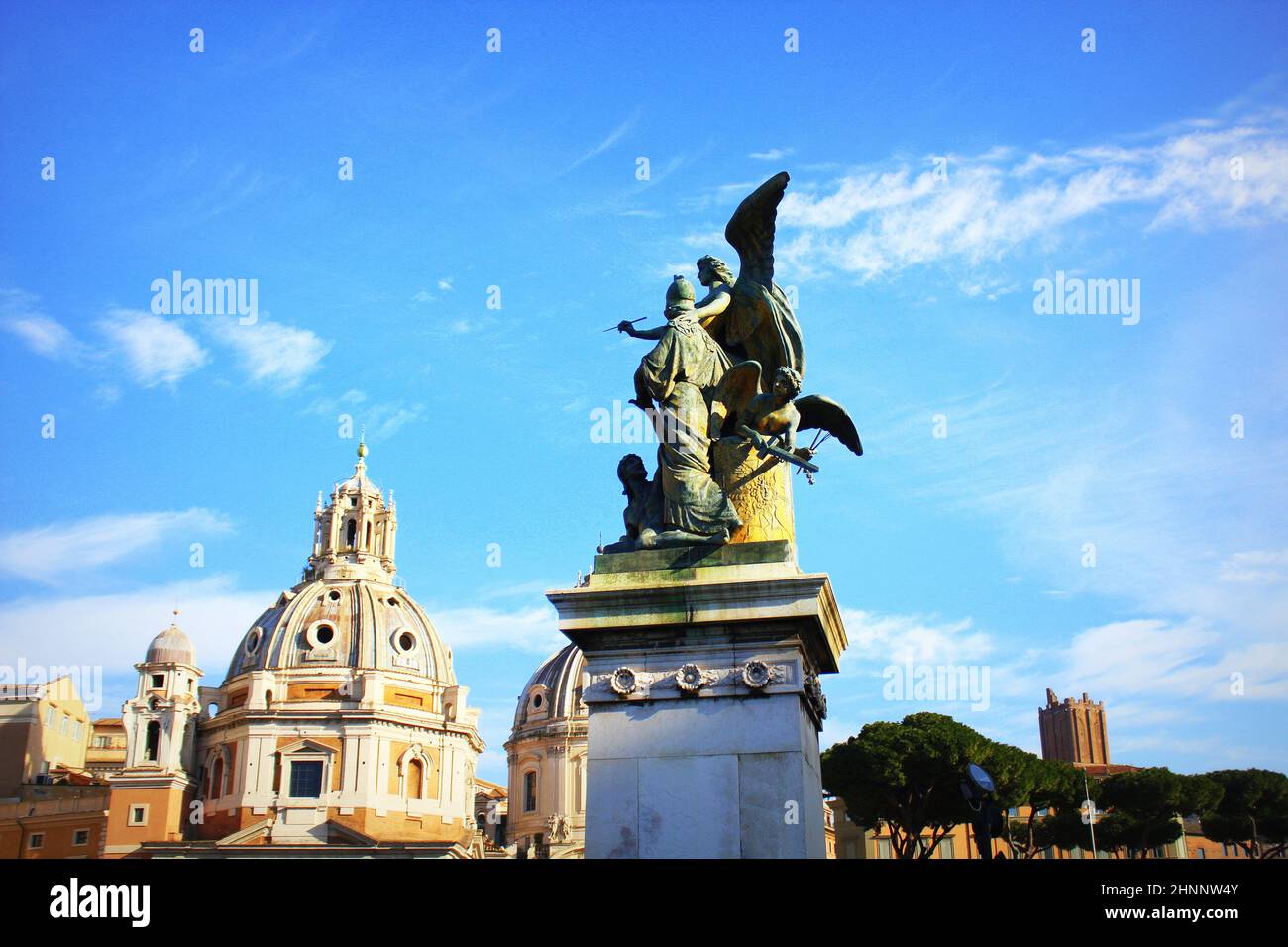 ROME, ITALY - DECEMBER 29: Statue of the Thought carved by Giulio Monteverde in the monument to Victor Emmanuel II. Venice Square, Rome, Italy Stock Photo