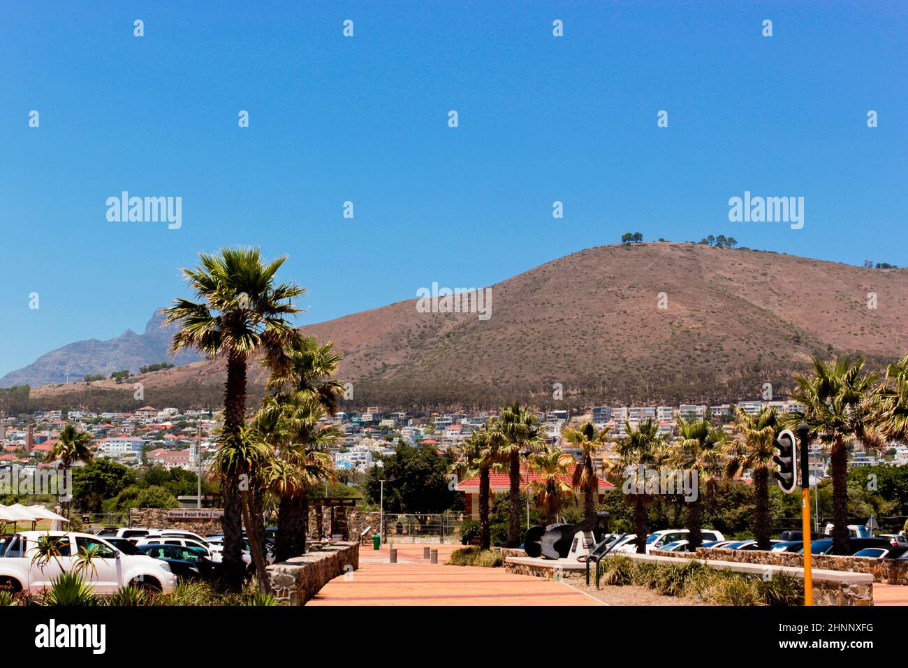 Green Point Park, mountain panorama in Cape Town, South Africa Stock