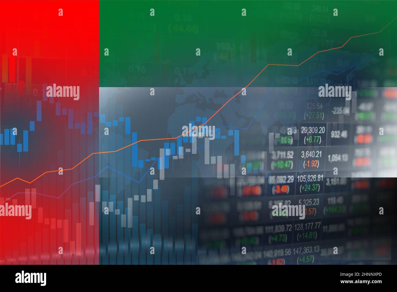 Stock market investment trading financial, coin and UAE, United Arab