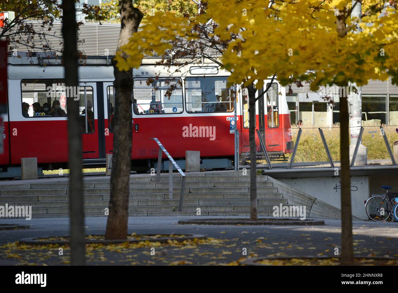 Straßenbahn im Herbst in Wien, Österreich, Europa - Tram in autumn in Vienna, Austria, Europe Stock Photo