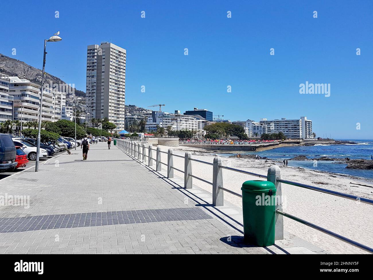 Hotels and deep blue water Sea Point Cape Town. Stock Photo