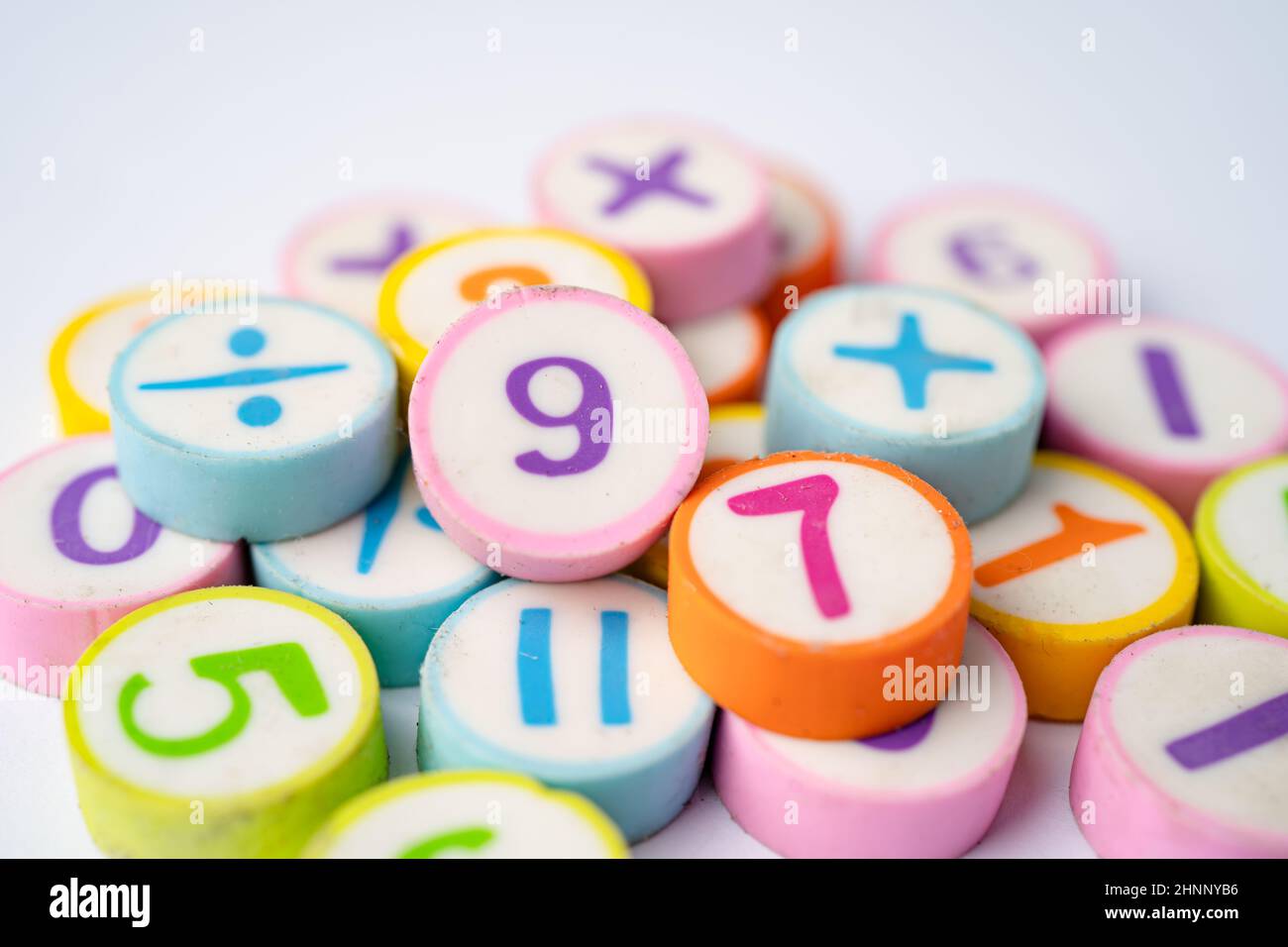 Coloured Math Number Math number colorful on white background, education study mathematics ...