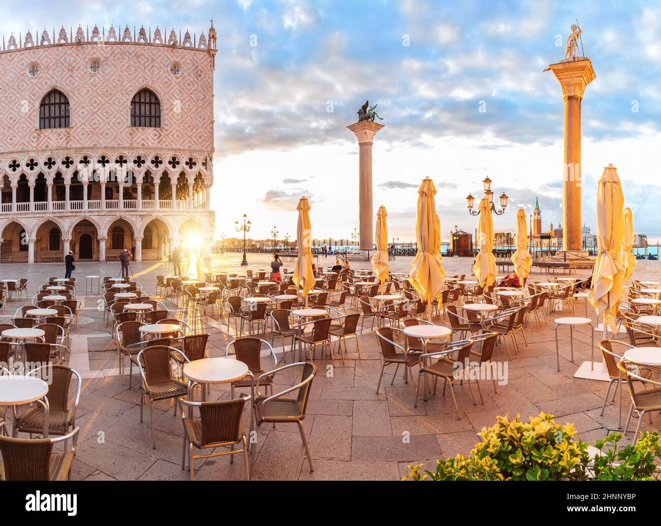 Traditional italian street cafe near the Doge's palace of Venice Stock Photo