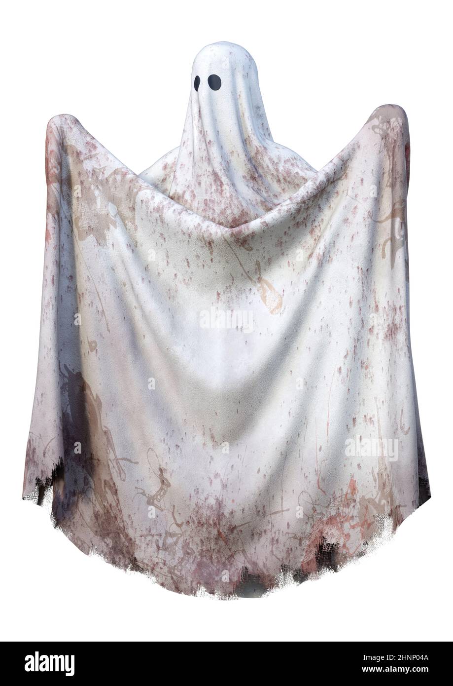 3D rendering of a halloween ghost isolated on white background Stock ...