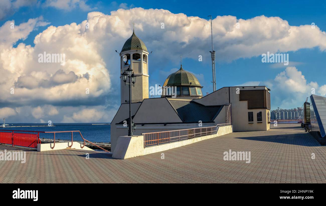 Winter time in Odessa Passenger Port, Ukraine Stock Photo