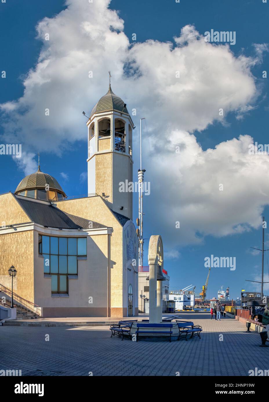 Winter time in Odessa Passenger Port, Ukraine Stock Photo