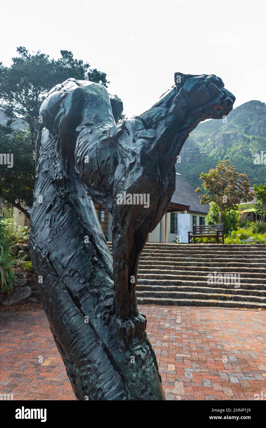 Puma sculpture in Kirstenbosch Botanical Garden, Cape Town. Stock Photo