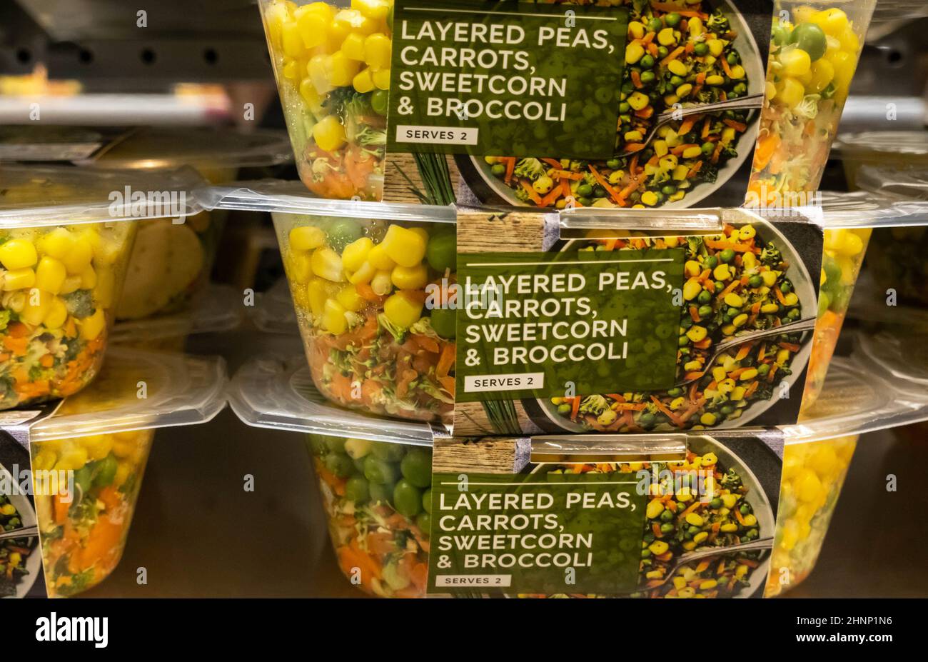 Prepared mixed vegetables in M&S Foodhall Stock Photo
