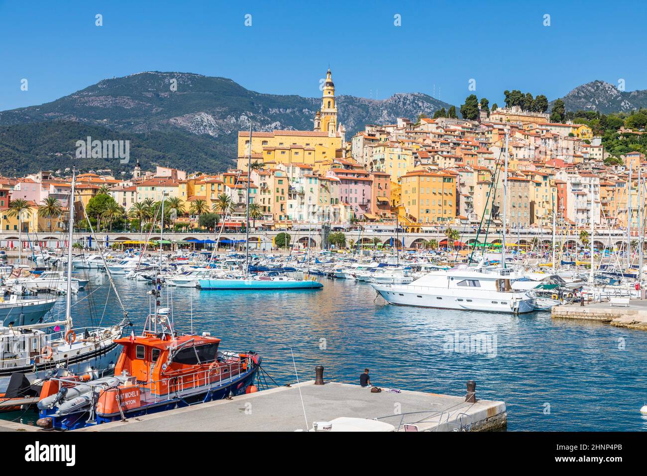 Menton on the French Riviera, named the Coast Azur, located in the South of France Stock Photo
