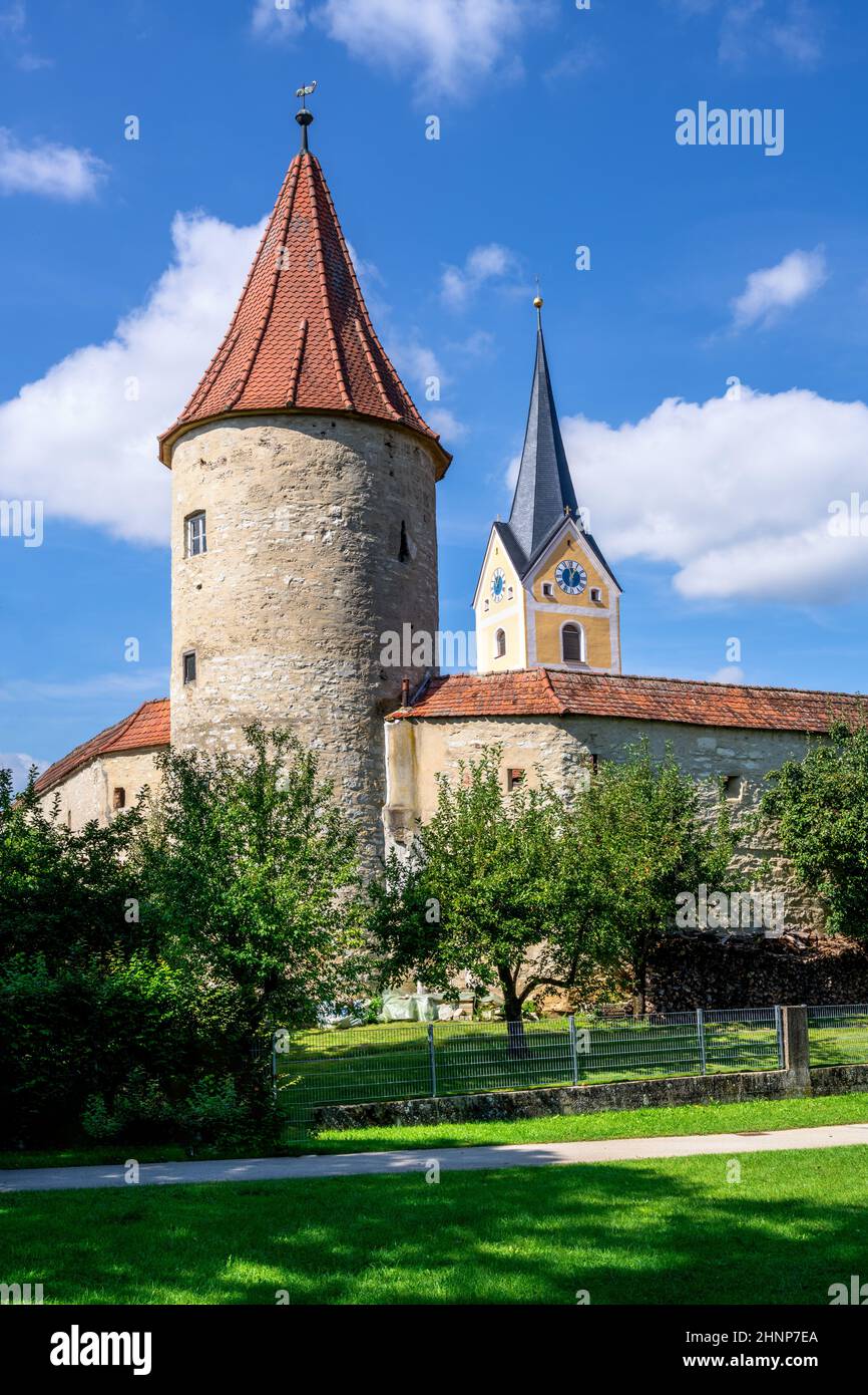 Towers of the historic city wal in Berching Stock Photo