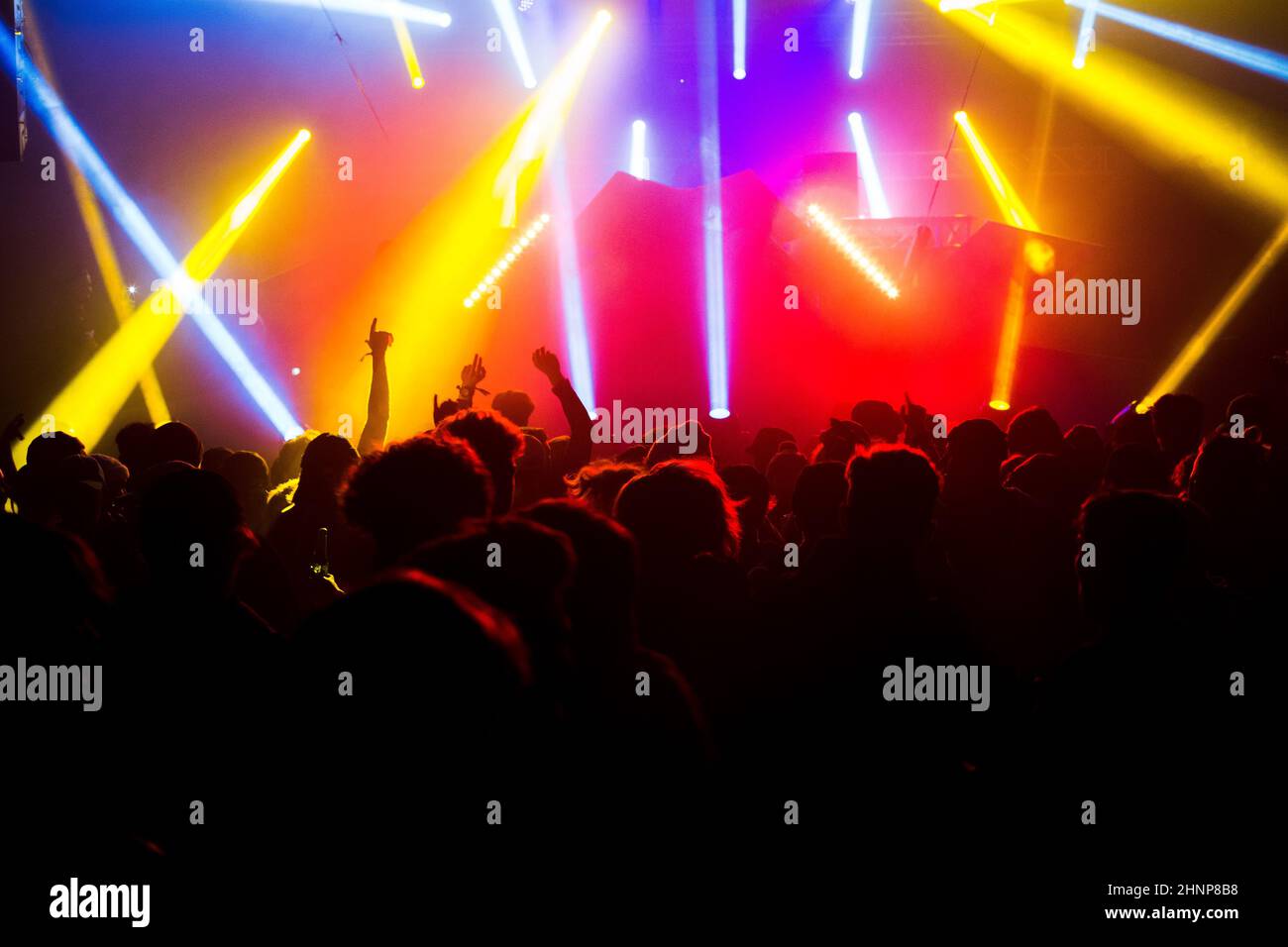 Electronic music crowd Stock Photo