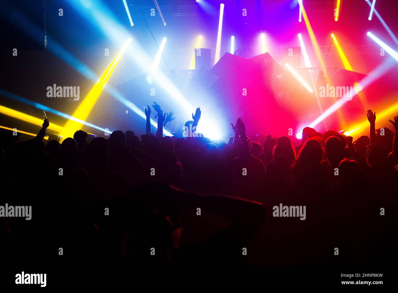 Electronic music crowd Stock Photo
