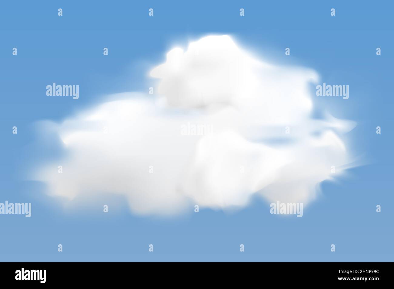 Realistic white cloud flying on blue sky background, vector ...