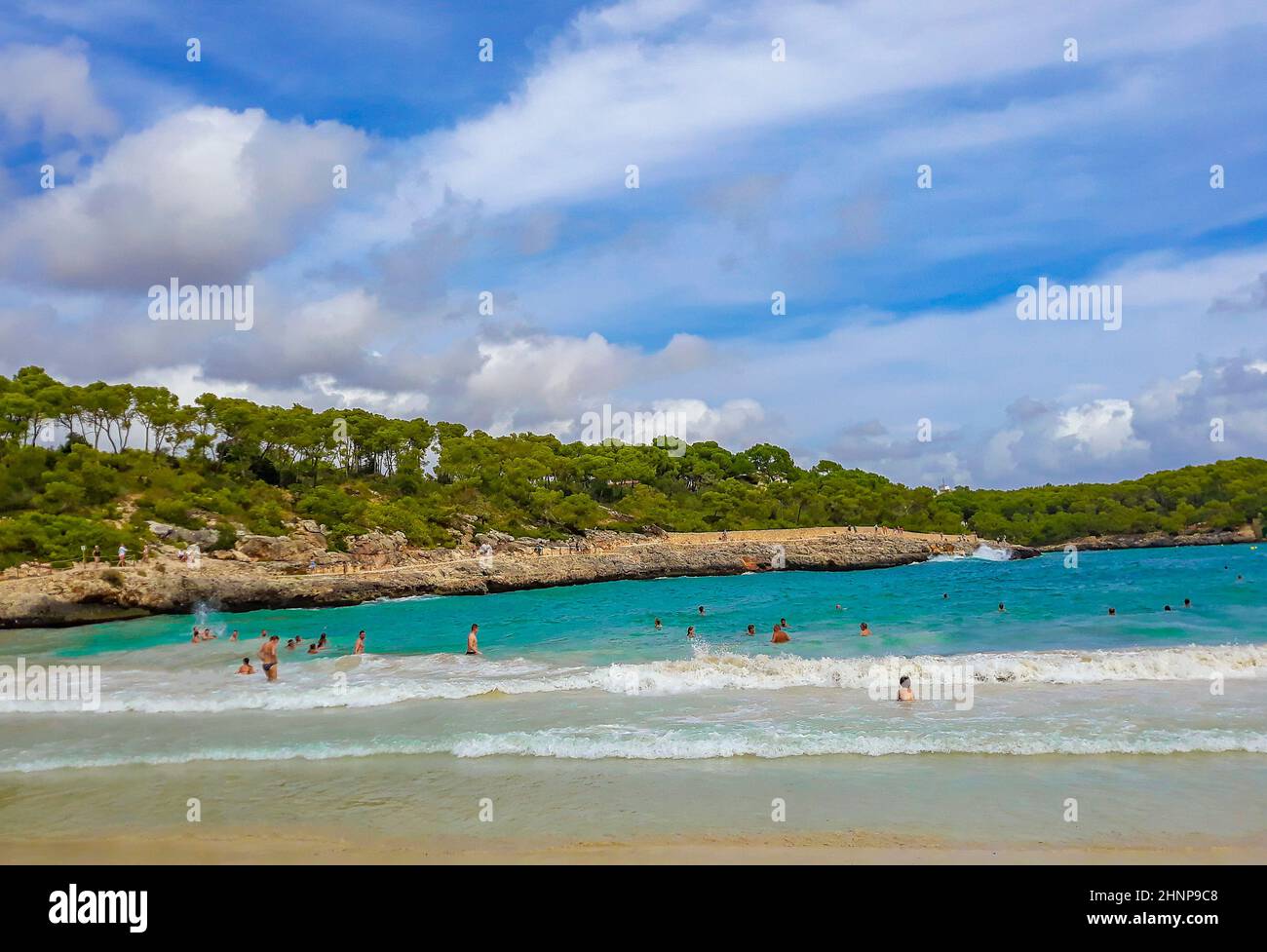 Turquoise beach bay Cala Samarador Amarador Mallorca Balearic Islands Spain. Stock Photo