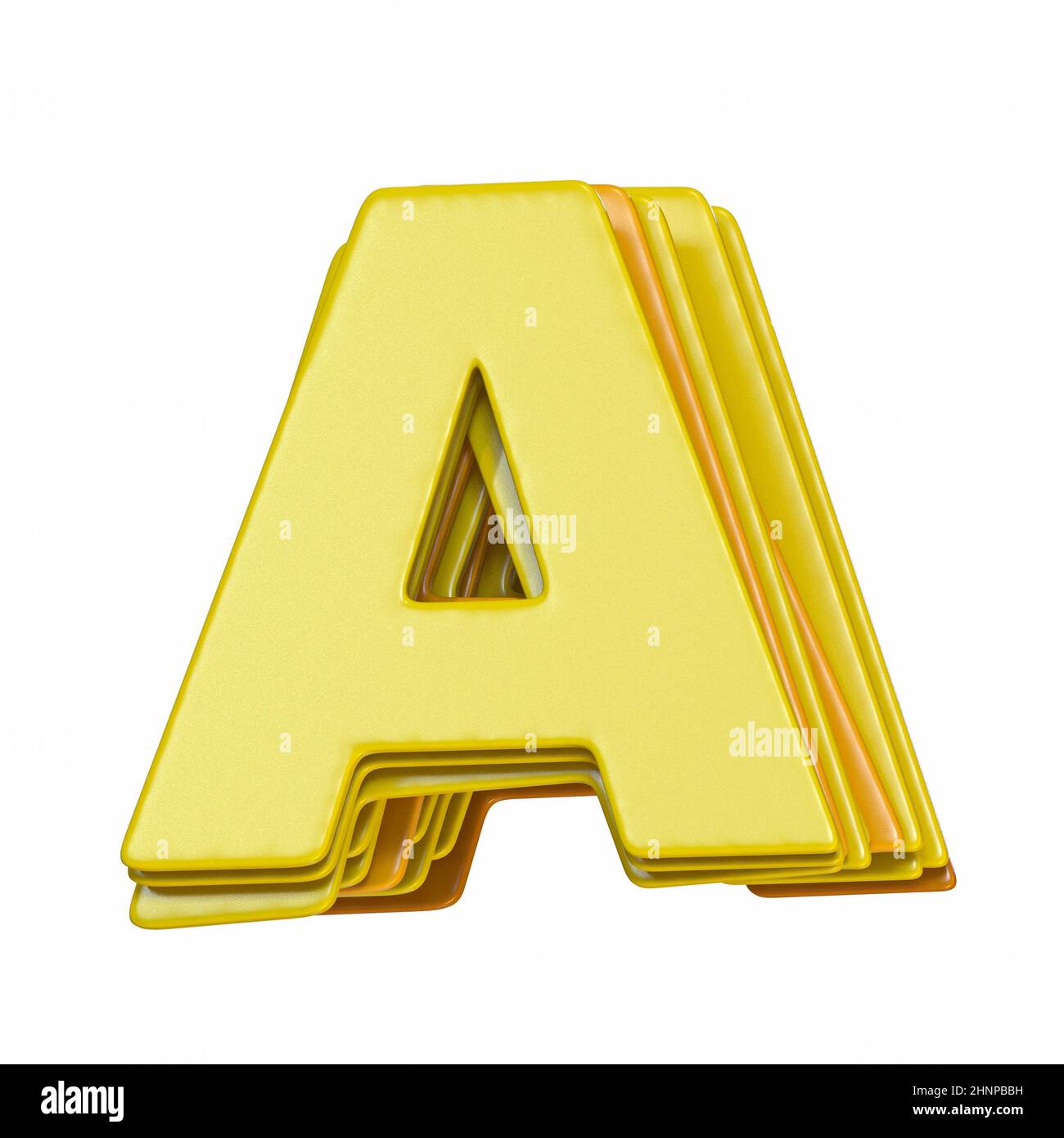 Yellow font Letter A 3D render illustration isolated on white ...