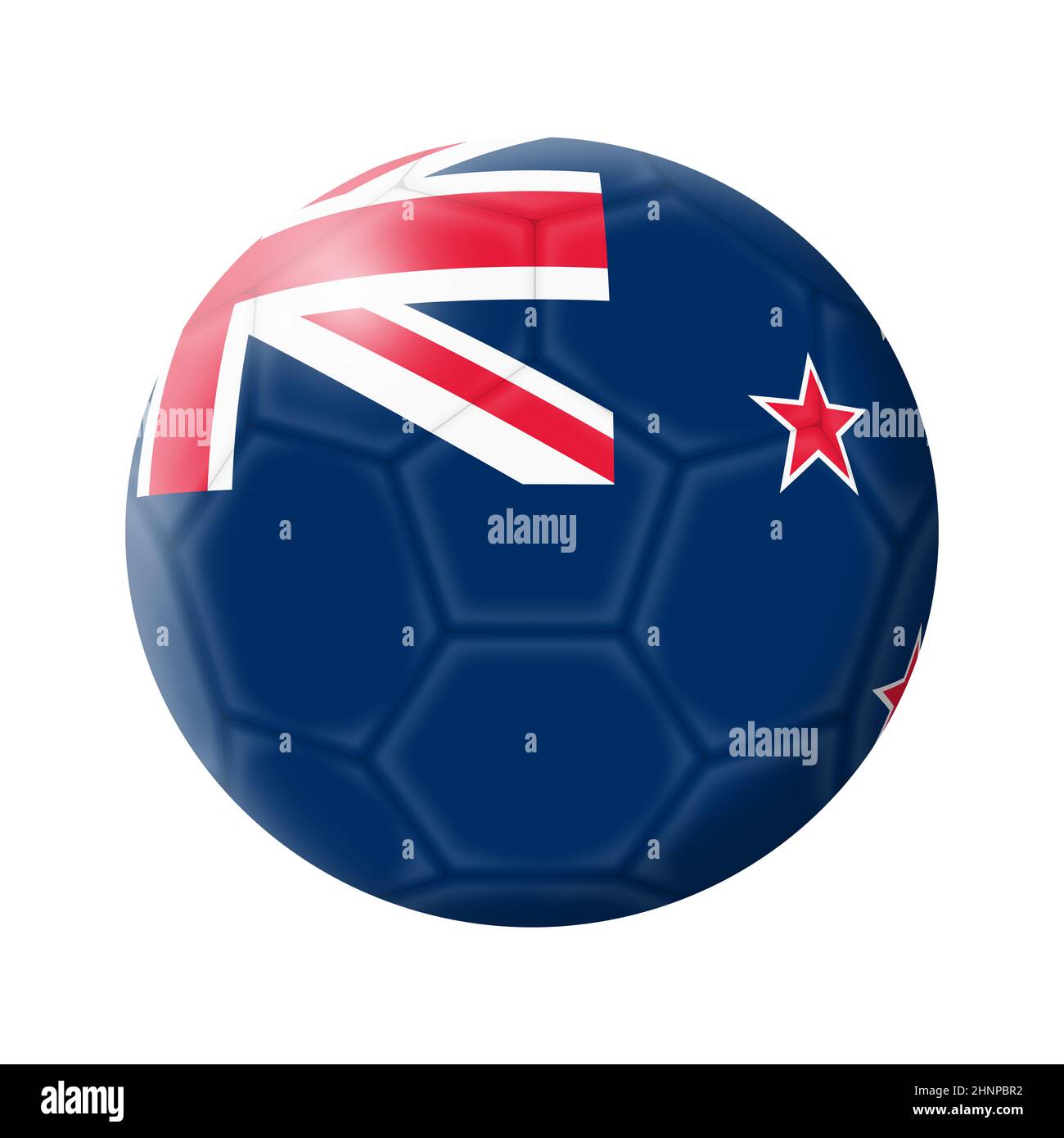 New Zealand soccer ball football 3d illustration isolated on white with
