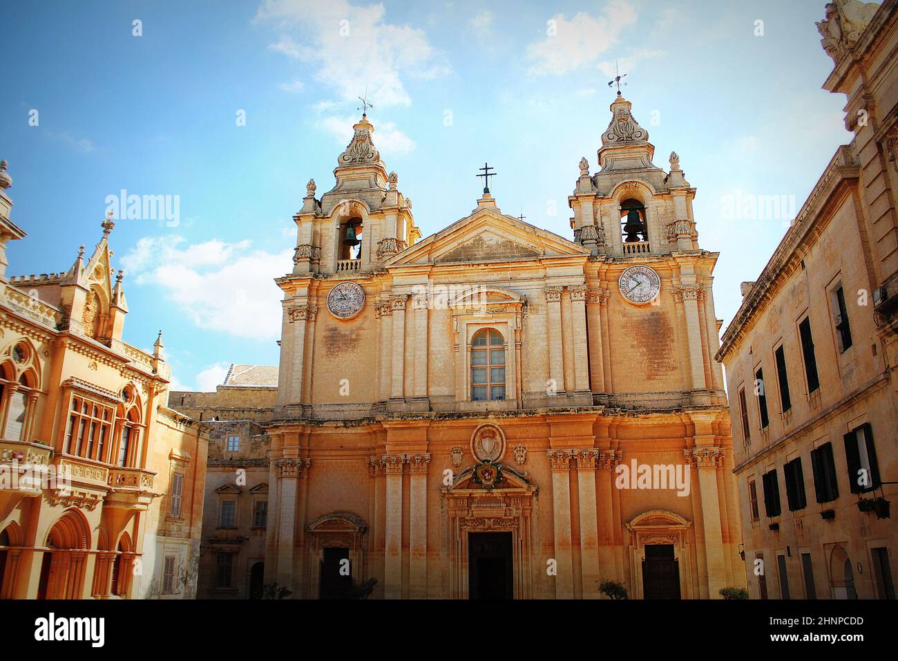 Saint Paul's Cathedral designed by the architect Lorenzo Gafa in Mdina, Malta Stock Photo