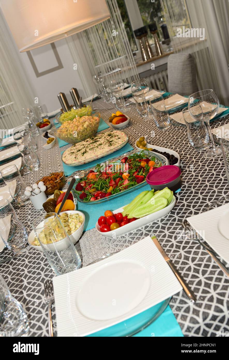 solemnly laid table Stock Photo