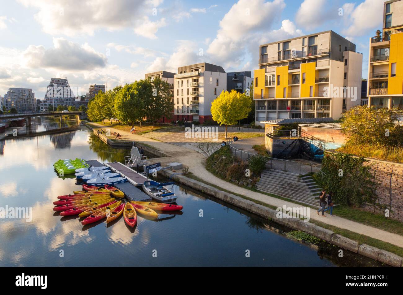 Saint-Cyr quay and Vilaine river in Rennes Stock Photo
