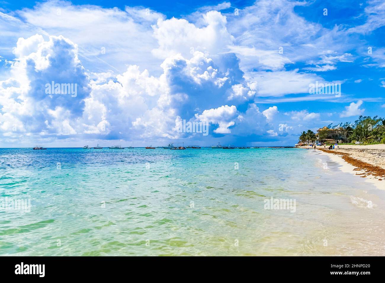 Tropical mexican beach panorama Playa 88 Playa del Carmen Mexico Stock