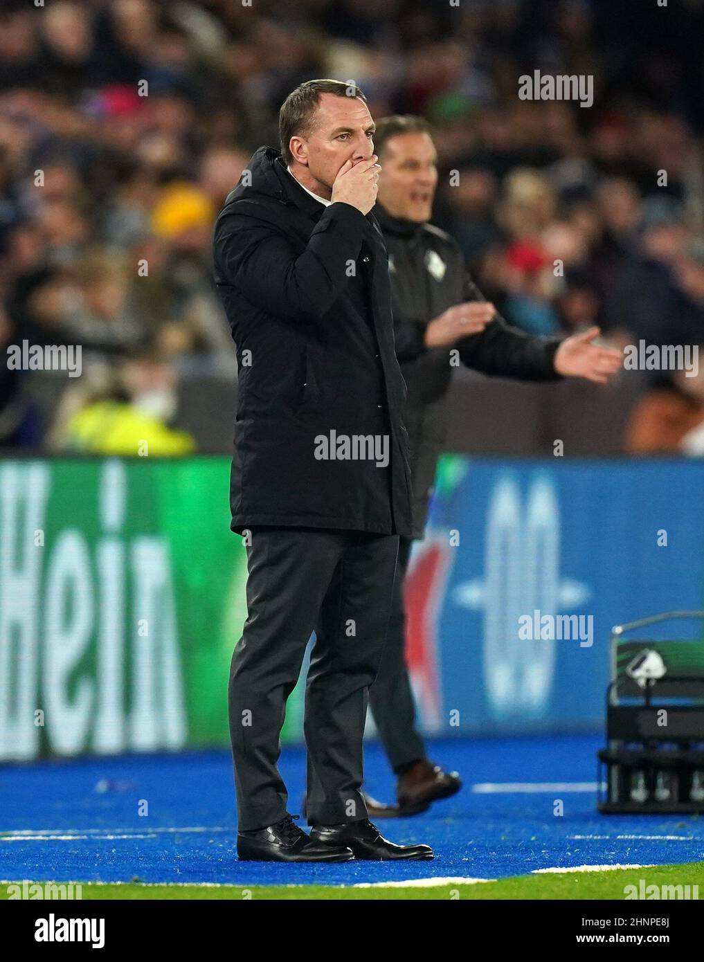 Leicester City manager Brendan Rodgers on the touchline