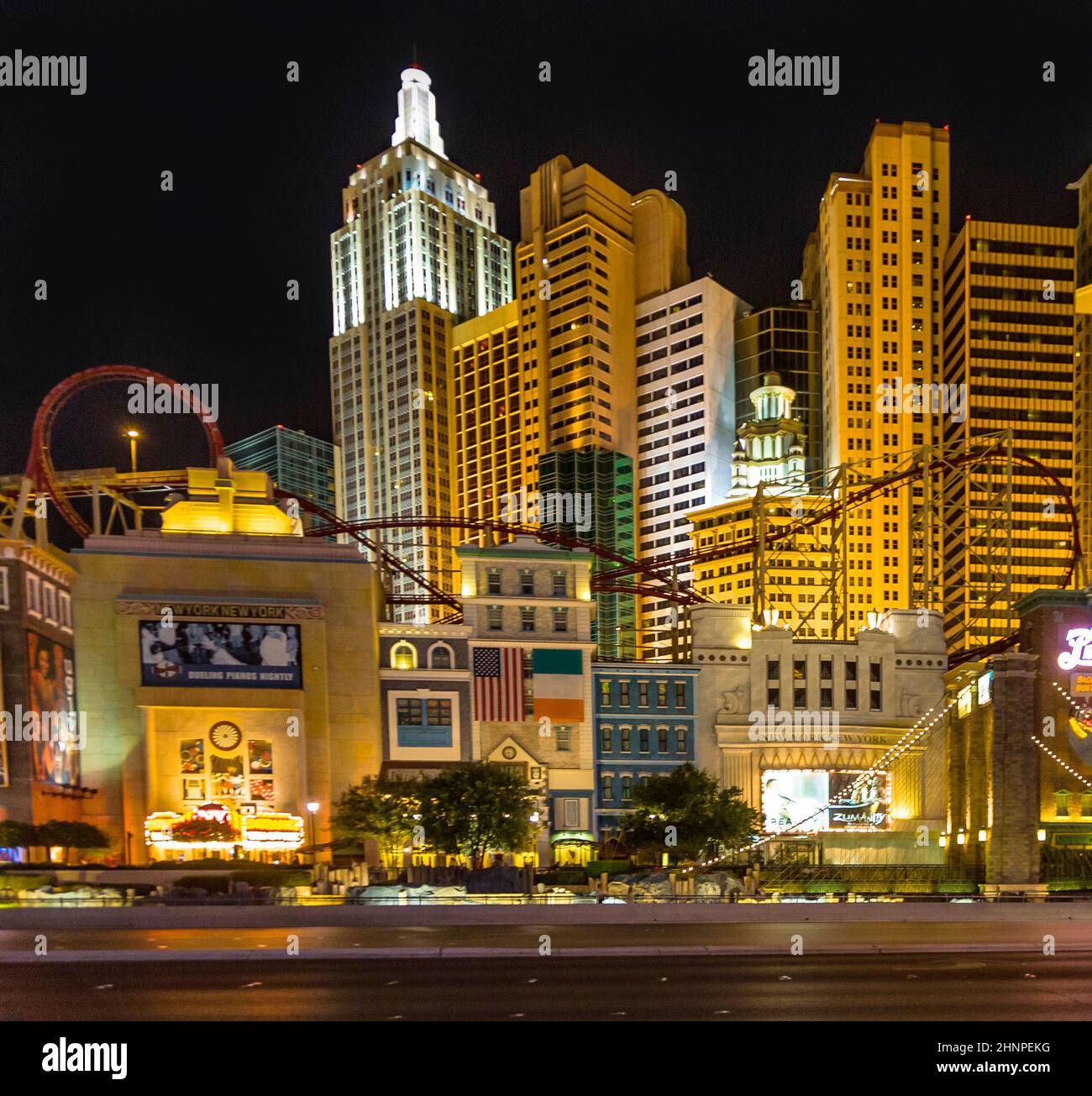 New York-New York located on the Las Vegas Strip is shown in Las Vegas Stock Photo