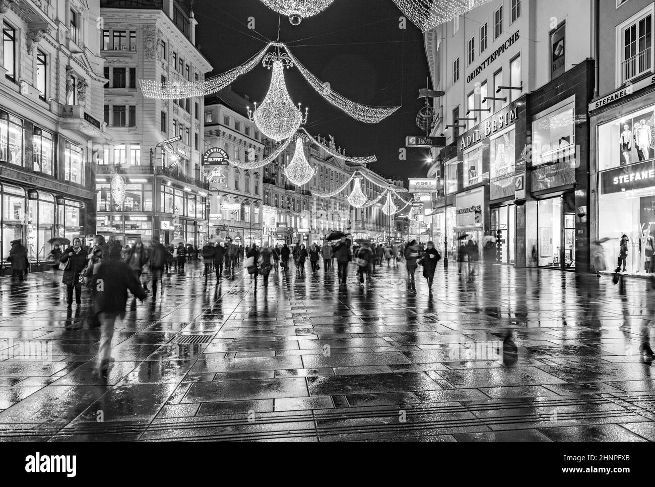 famous Graben street by night Stock Photo