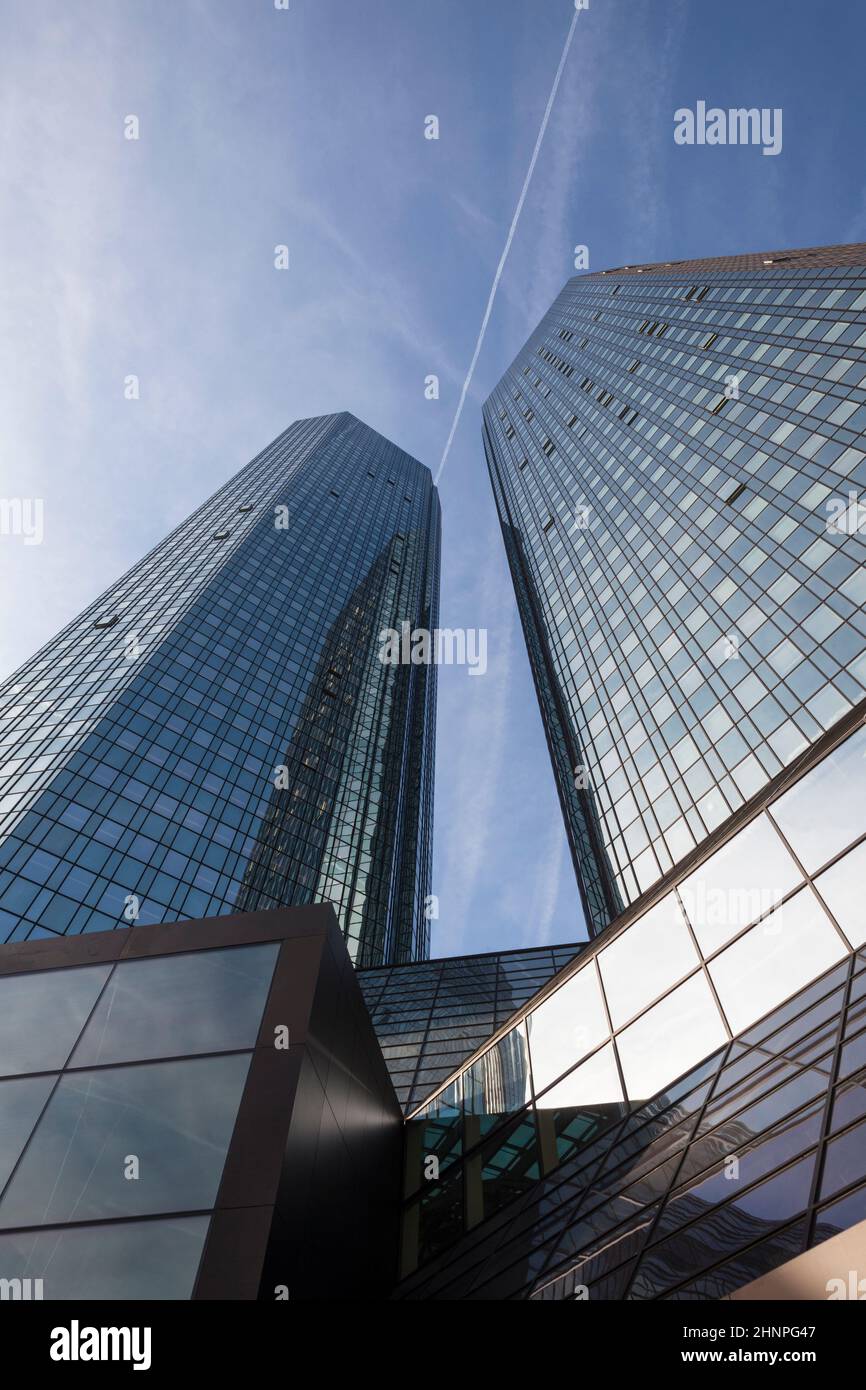 Deutsche Bank headquarters tower, a modern skyscraper in the center of