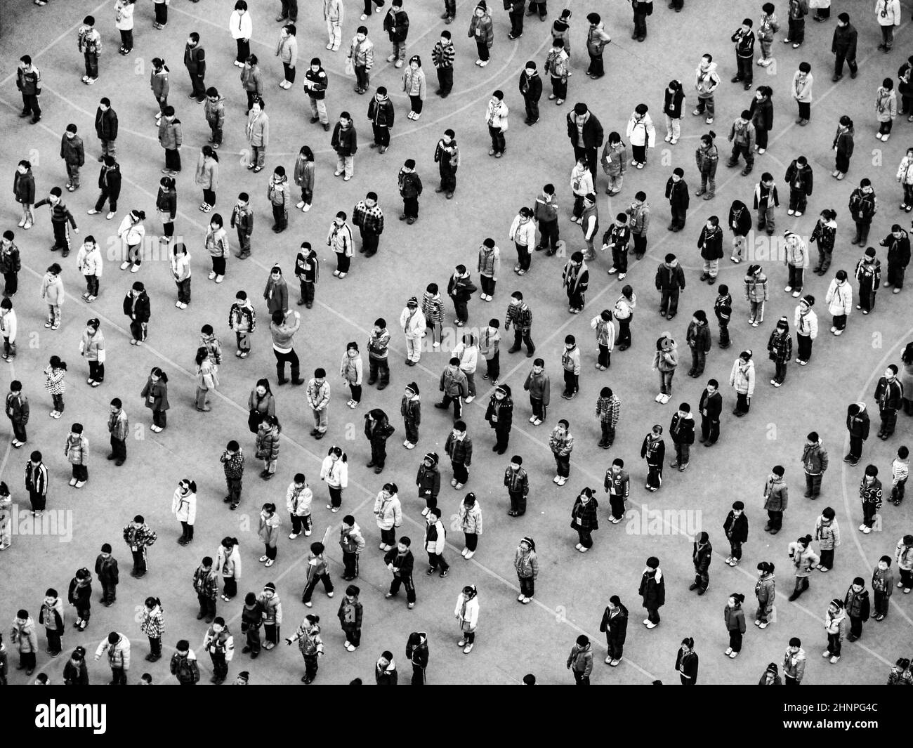 people execute Taiji Quan in the morning Stock Photo