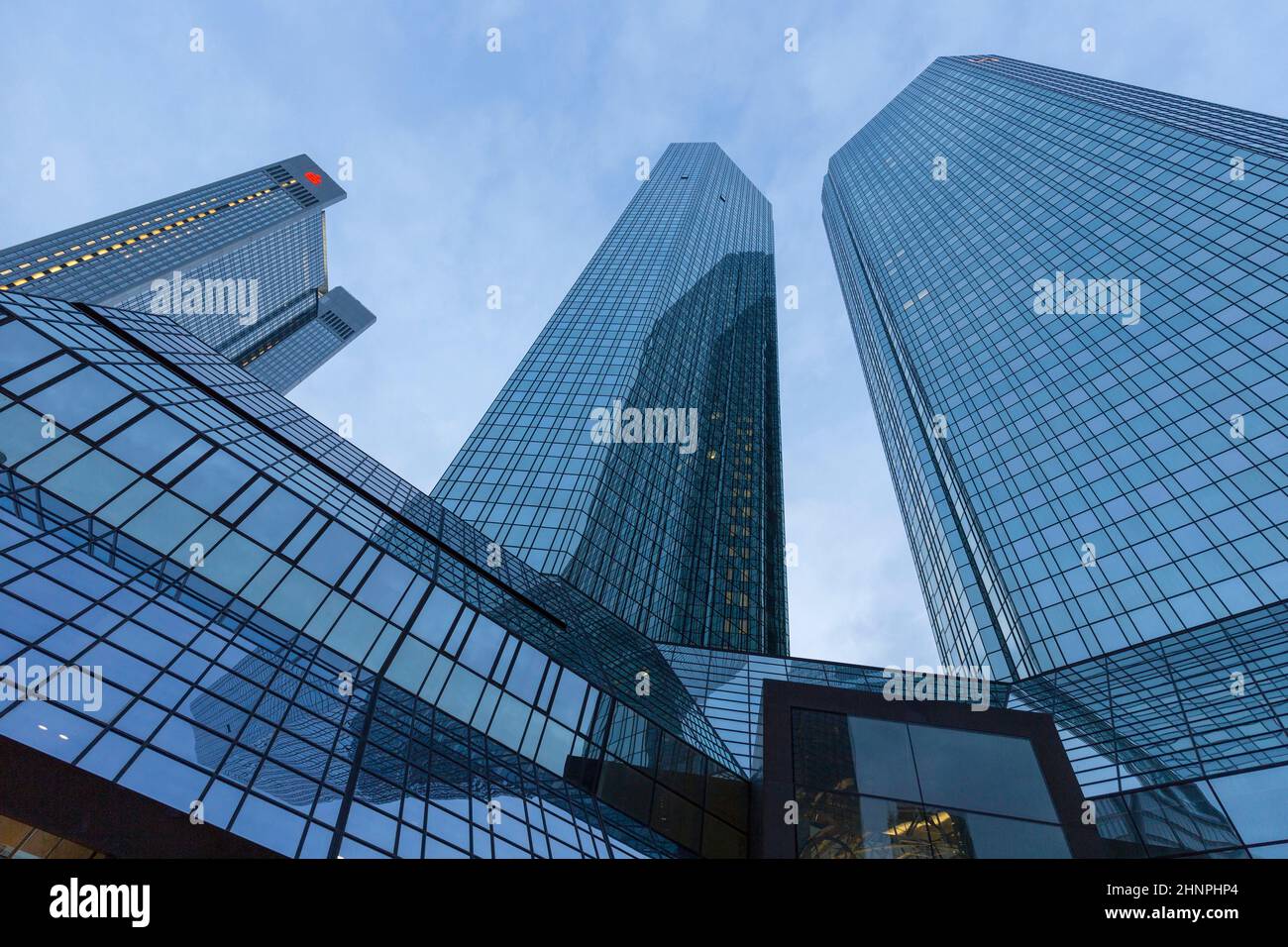 twin towers of Deutsche Bank in Frankfurt Stock Photo