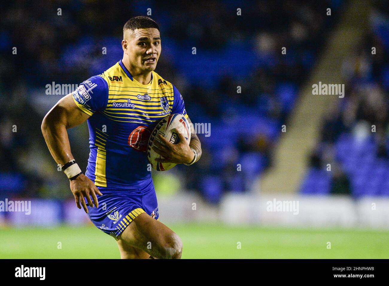 Warrington, England - 17 February 2022 - Former Castleford Tigers player Peter Mata'utia of Warrington Wolves in action during the Rugby League Betfred Super League Round 2 Warrington Wolves vs Castleford Tigers at Halliwell Jones Stadium, Warrington, UK  Dean Williams Stock Photo