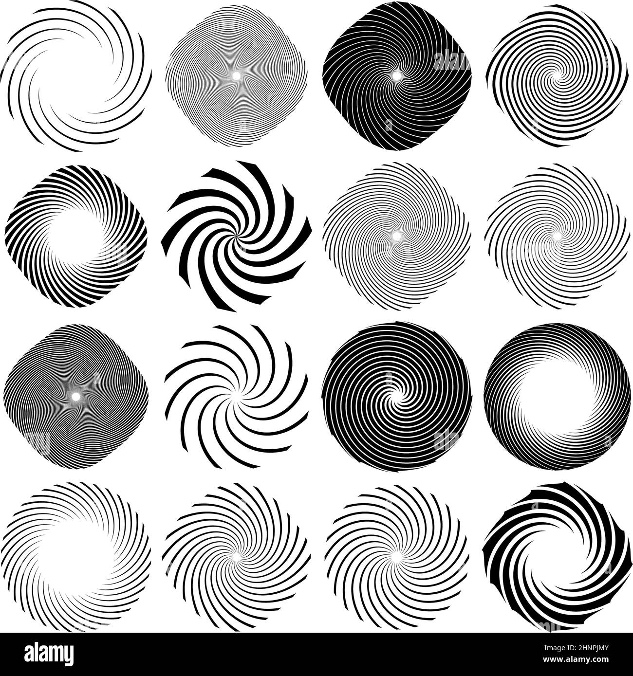 Twist, whirlwind, whirlpool elements. Vortex, volute element set ...