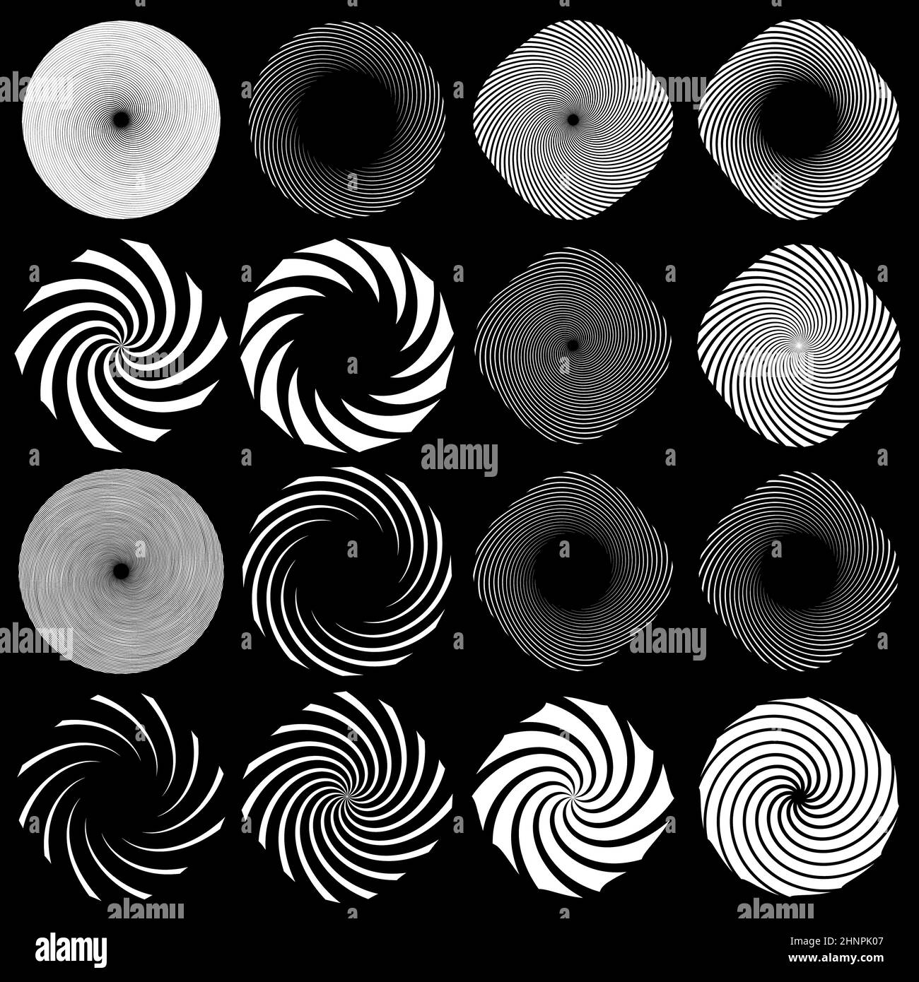 Twist, whirlwind, whirlpool elements. Vortex, volute element set ...