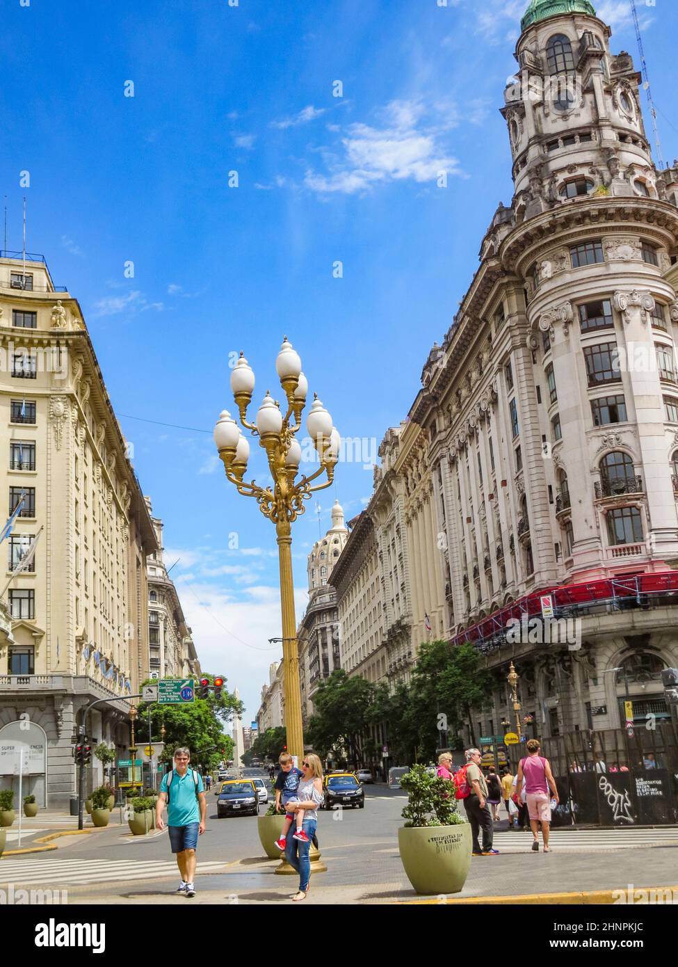 facade of historic skyscraper  in Buenos Aires in the old part of town at Plaza de Mayo Stock Photo