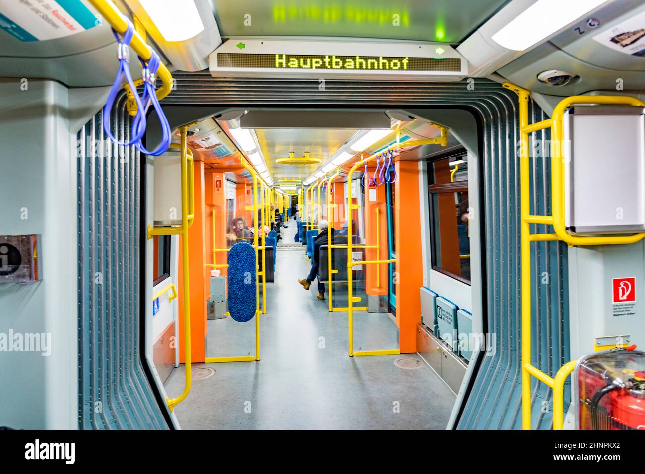inside the S-Bahn, the public transportation system in Frankfurt Stock Photo