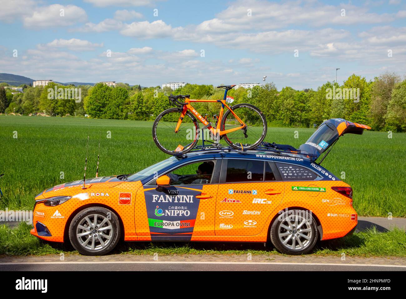 team car at the circuit  at the famous race Frankfurt - Eschborn in Schwalbach Stock Photo