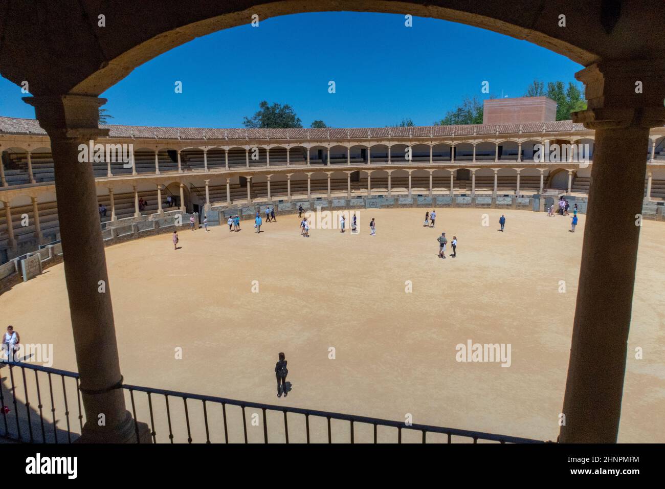 Visitors to the Plaza de Toros or Bullring. The bullring at Ronda is the oldest bullfighting ring in Ronda Stock Photo