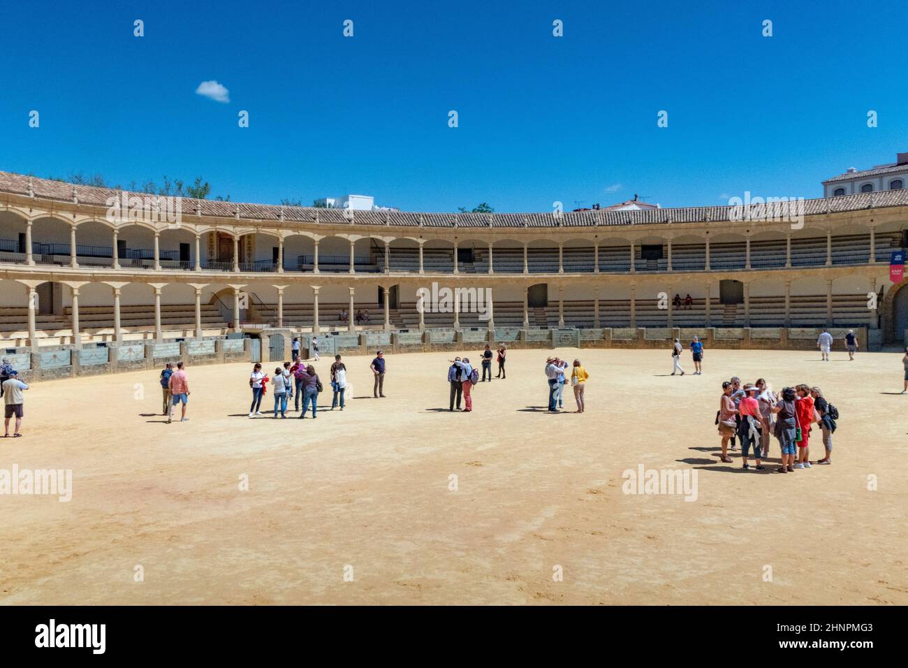 Visitors to the Plaza de Toros or Bullring. The bullring at Ronda is the oldest bullfighting ring in Ronda Stock Photo