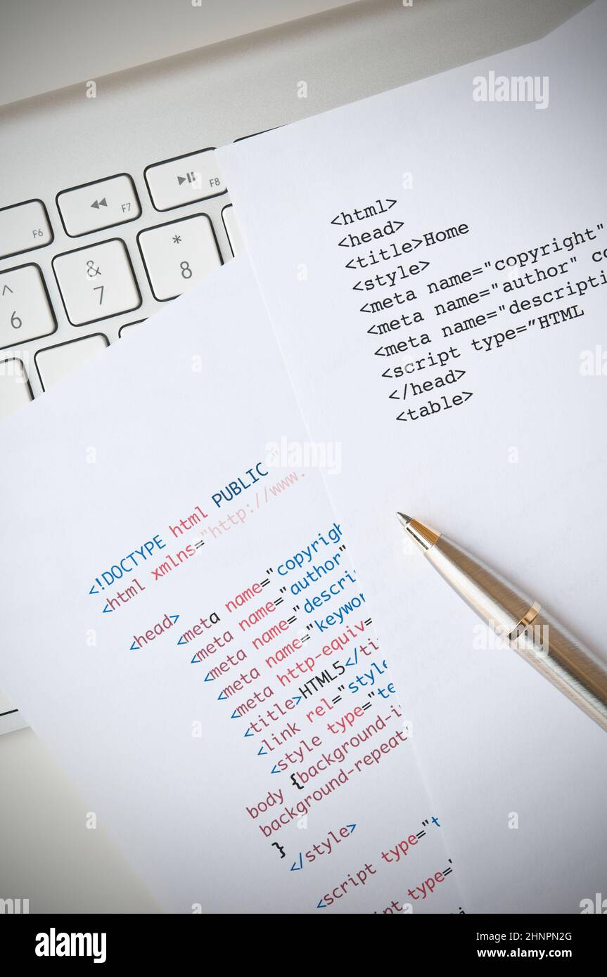 HTML programming concept with computer keyboard, html script and ...