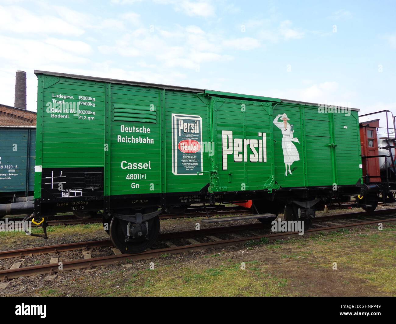 Railway Deutsche Reichsbahn closed freight car Persil advertisement early 1930s Stock Photo