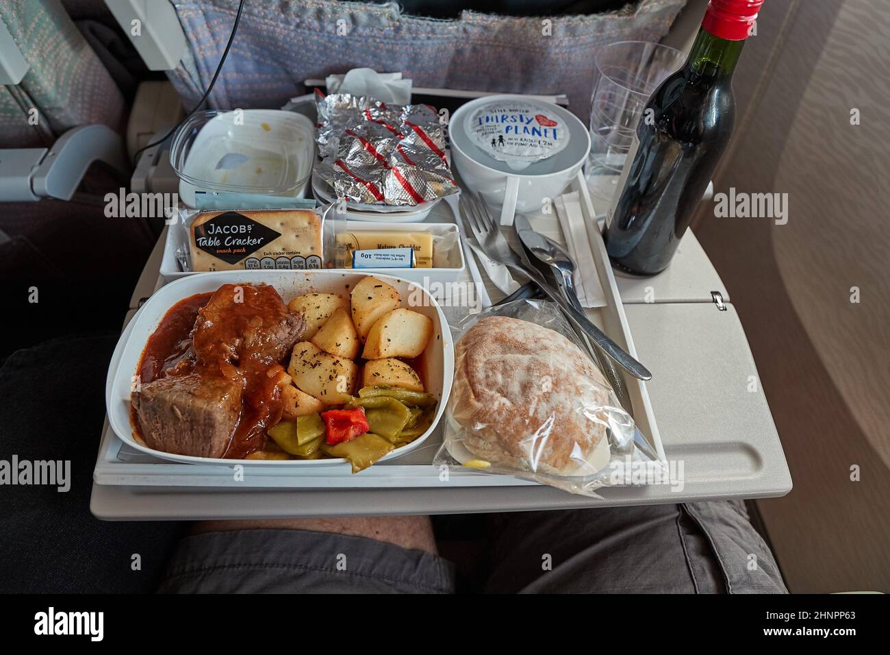 Airline food on the tray Stock Photo