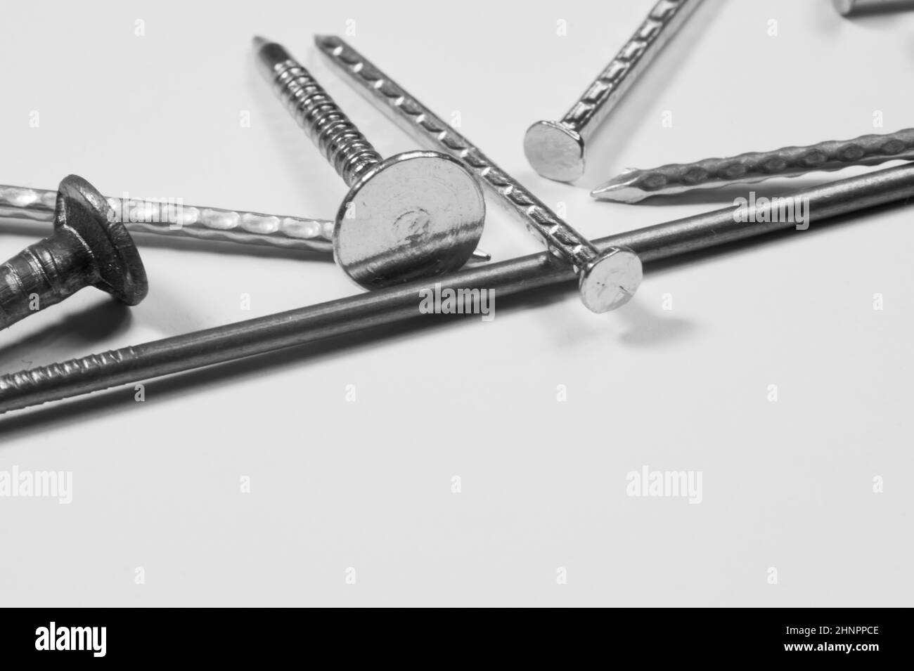 Metal nails isolated on white background Stock Photo Alamy