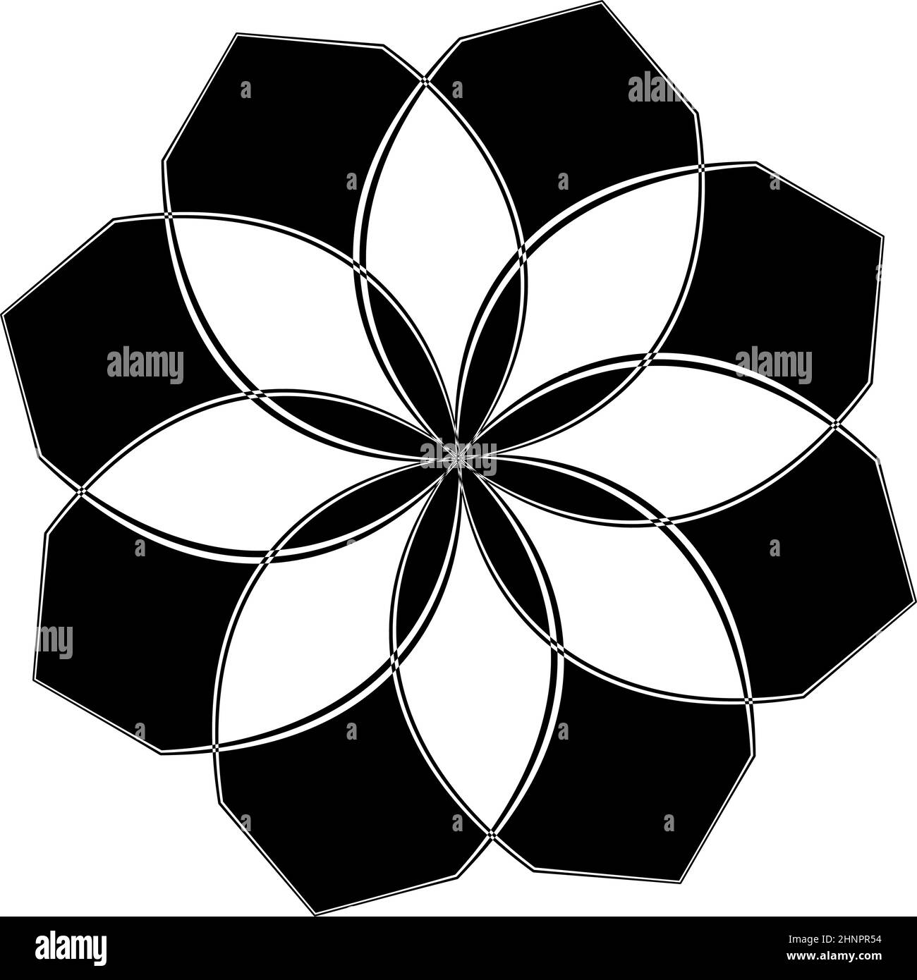 Radiating mandala. Circular geometric motif, icon, shape - stock vector ...
