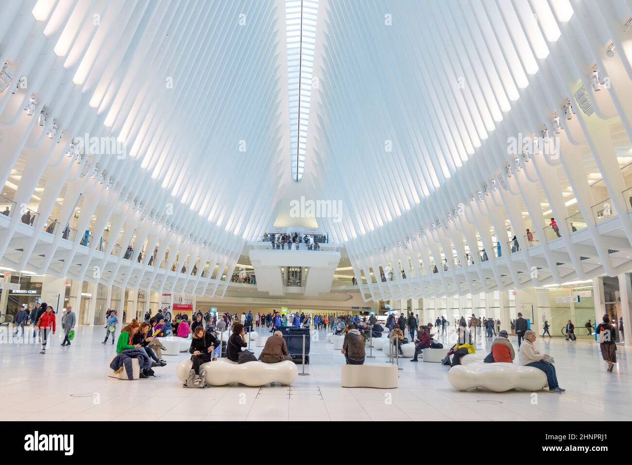 THE OCULUS. The Oculus Transportation Hub at new World Trade Center NYC Subway Station. Oculus, the main station house interior view. Stock Photo