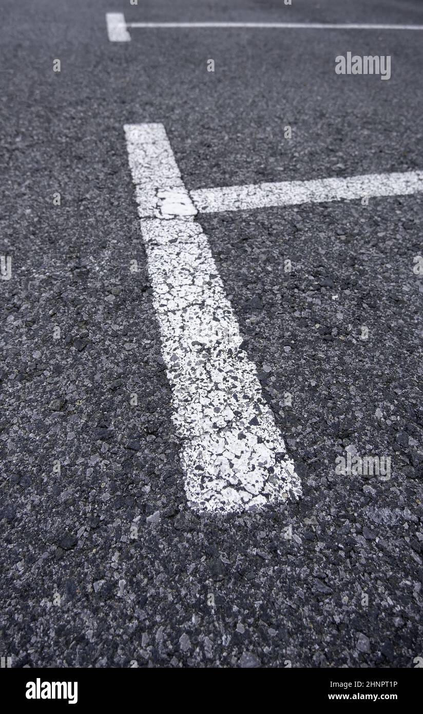 Detail of control and guide lines in a car park Stock Photo - Alamy