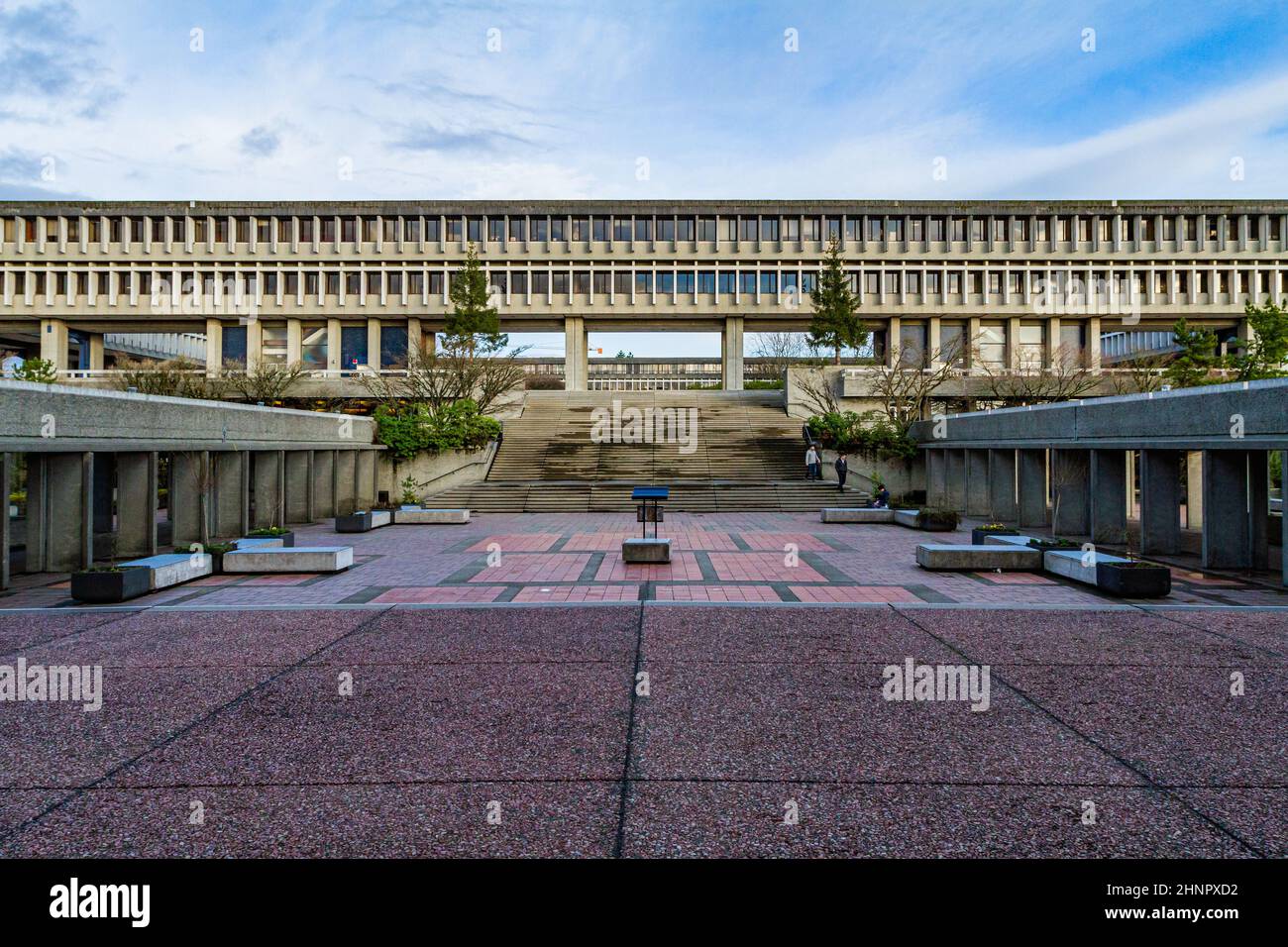 Scenic view of the architectural design and art at Simon Fraser