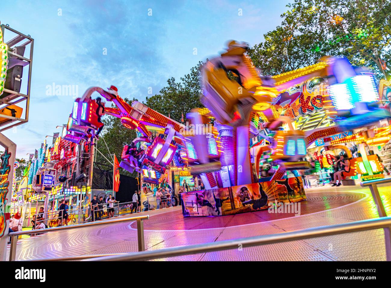 people enjoy the Heinerfest in Darmstadt. It is an annual festival  in the first weekend of July and hundreds of food and fun providers offer services Stock Photo