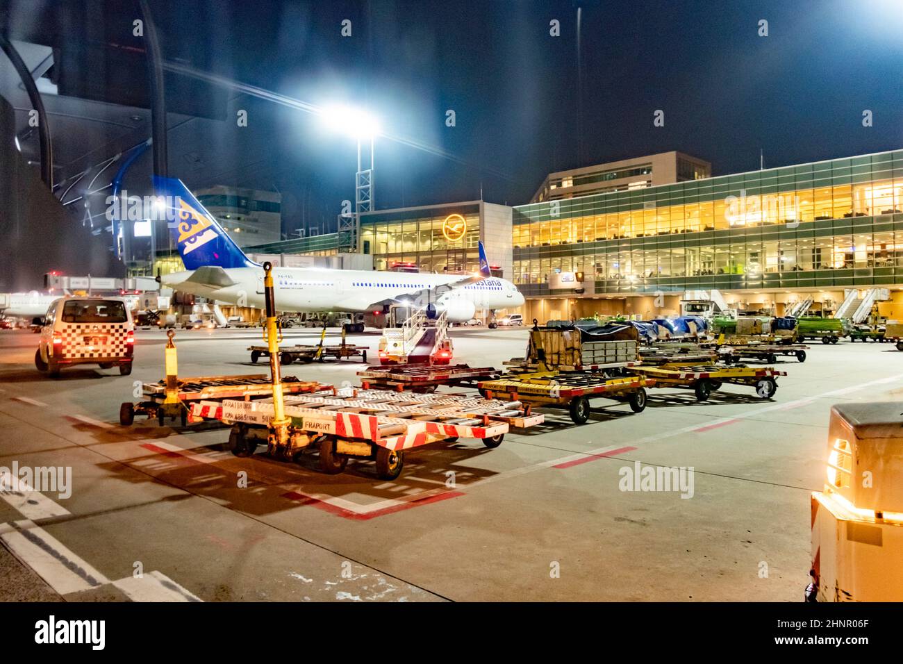 aircraft at the terminal at Frankfurt international airport in Germany Stock Photo