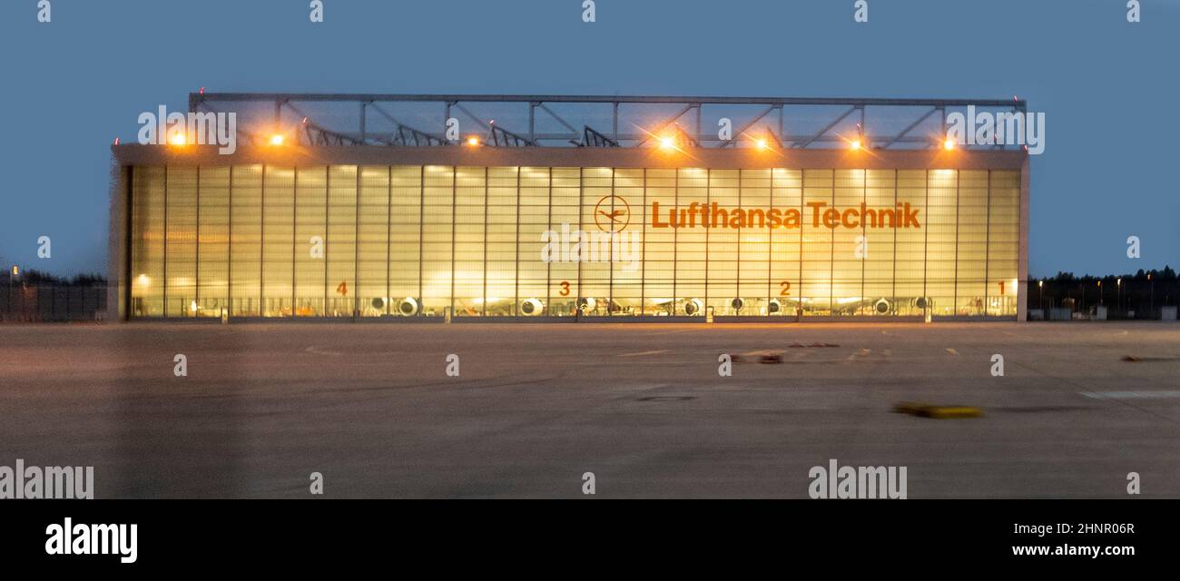 famous maintenance hall, the biggest in europe, at Frankfurt international airport in Germany Stock Photo